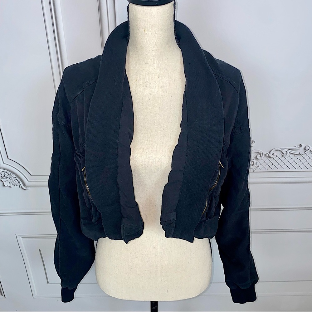 Young Fabulous & Broke Washed Black Bomber Jacket | Size XS
